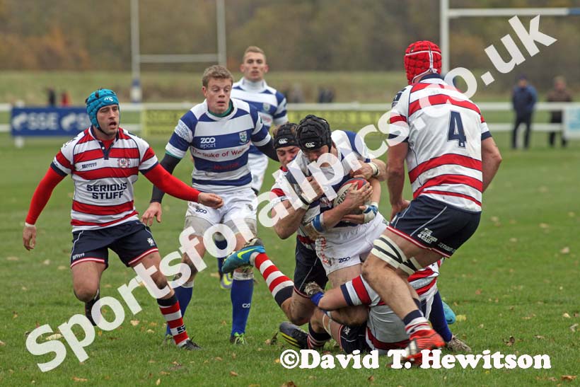 No way through for Tynedale's Harrison Collins againsts Rosslyn Park at Tynedale Park, Corbridge, Northumberland. Photo: David T. Hewitson/Sports for All Pics